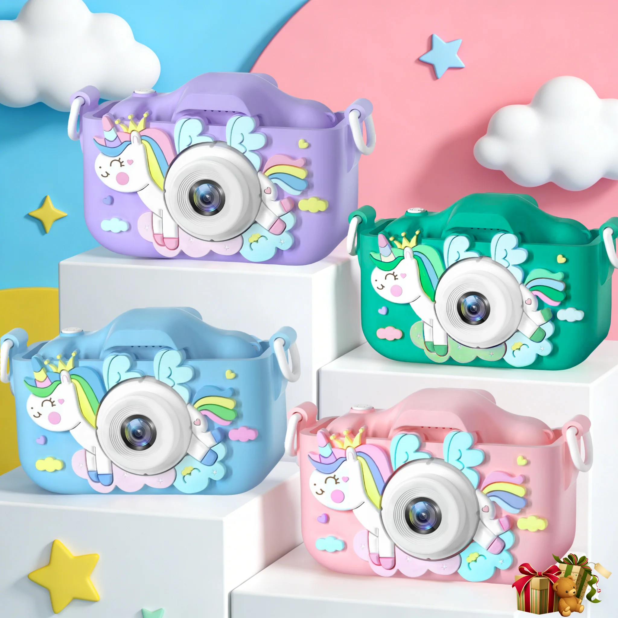 Digitale camera voor kinderen - Duurzaam schokbestendig ontwerp, selfielens - Perfect verjaardags-/kerstcadeau, geschikt voor jongens en meisjes