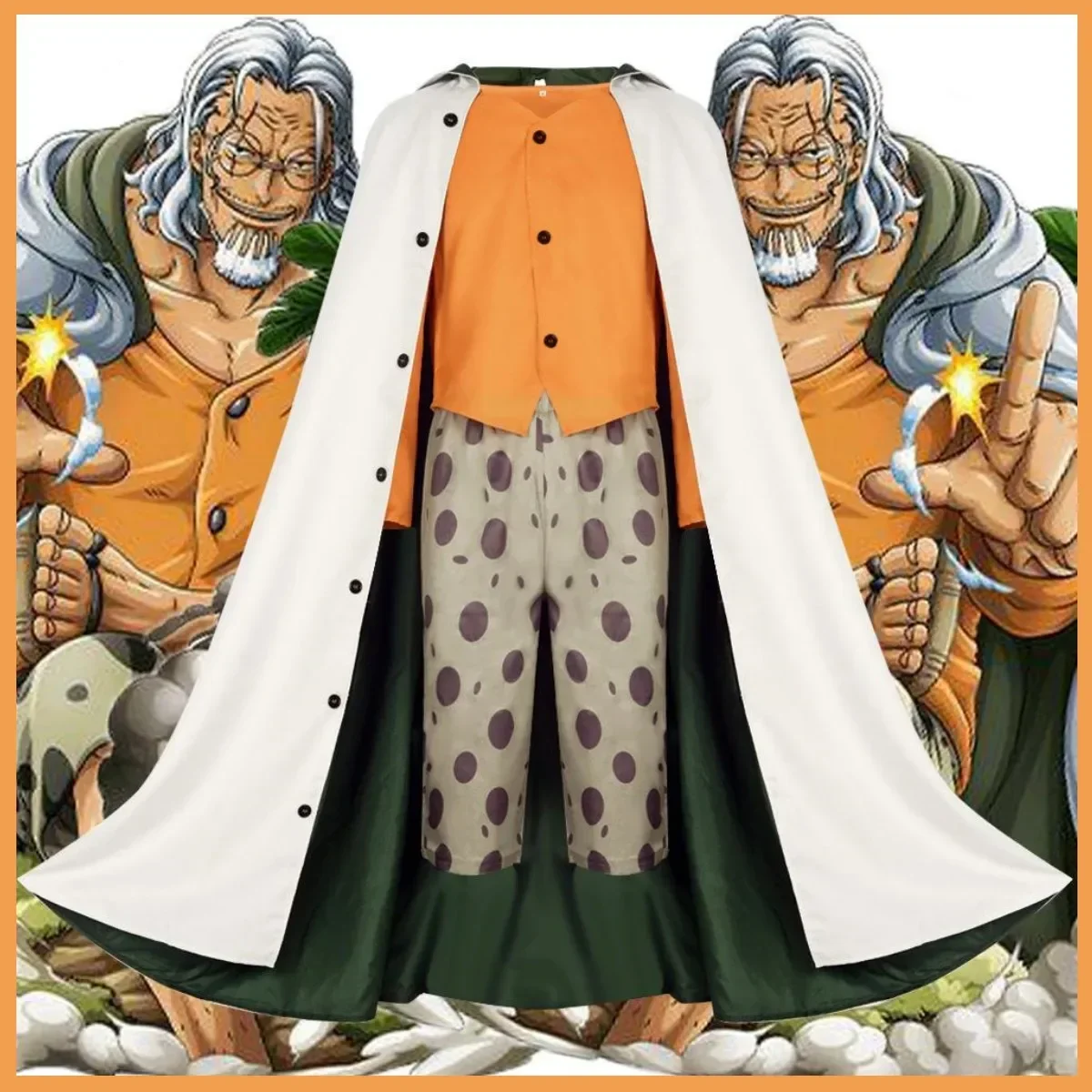 Anime Silvers Rayleigh Cosplay Costume Roger Pirates Captain Haki Master White Cloak Uniform Adult Man Halloween Carnival Suit