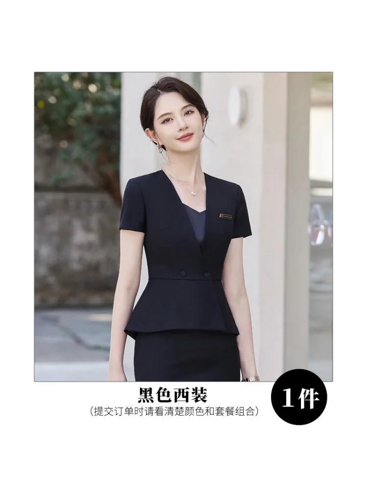 New Short Sleeve hostess Business Wear Business Suit Temperament Suit SkirtolWork Clothes dea Temperament Graceful grigio 30