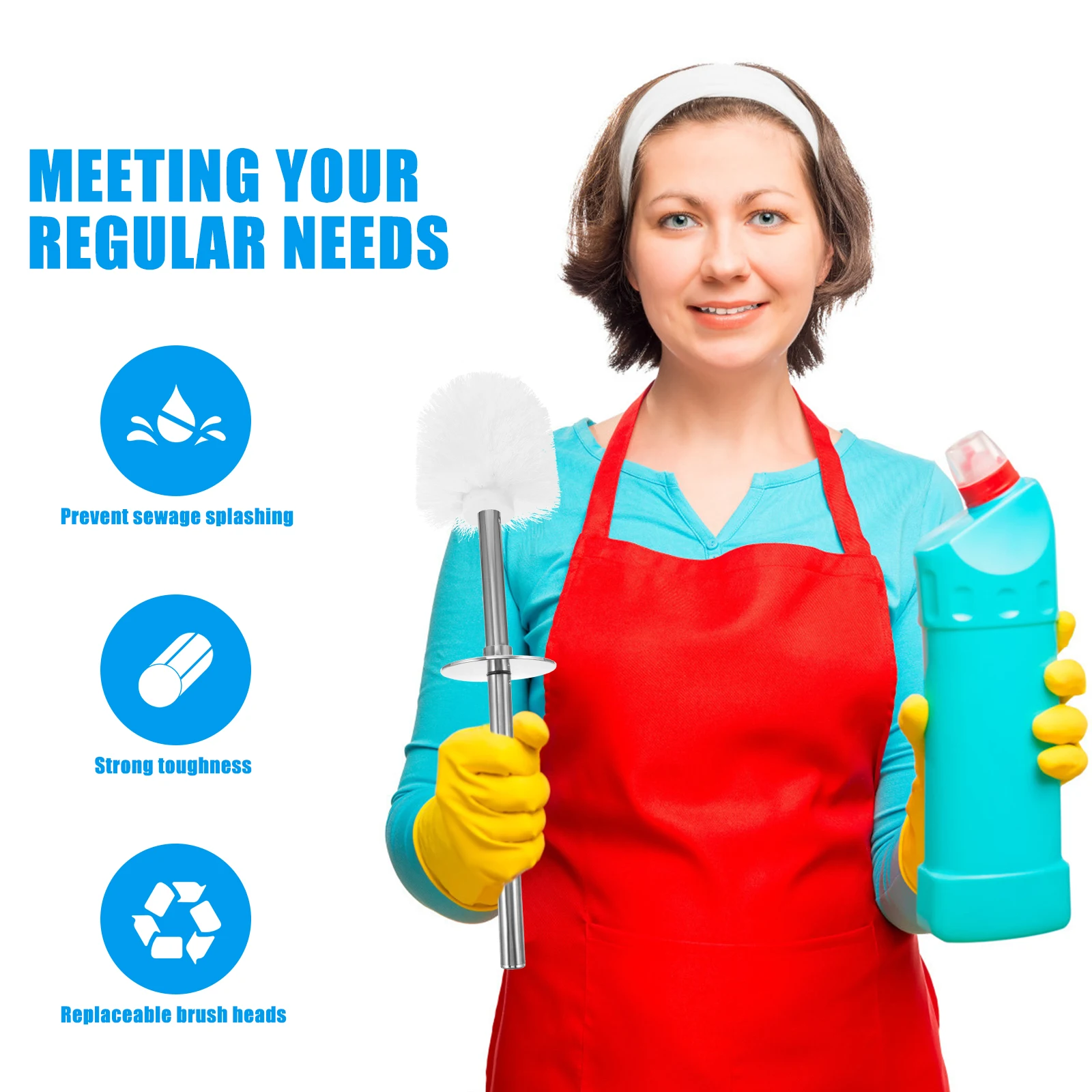 

4pcs Brush Replacement Heads Strong Bristles Easy Install Space Saving Bathroom Cleaning Tools Toilet Brush Refill