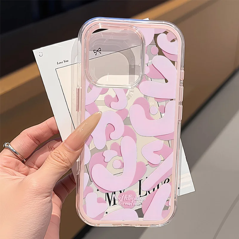 Funda de teléfono transparente para iPhone 16 Pro Funda iPhone 15 13 17 11 12 14 Pro Max 17 Air suave Rosa letra Graffiti contraportada