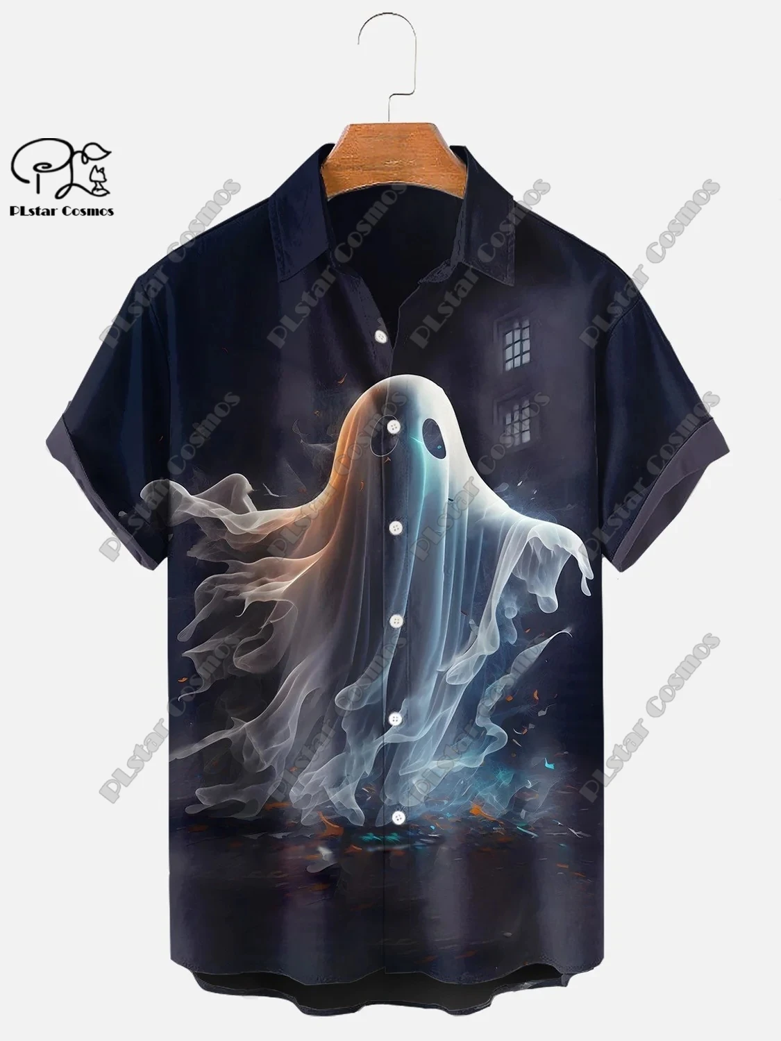 3D-Druck beängstigend Geist Halloween Hawaii Shirt Sommer Kurzarm Shirt Unisex Shirt übergroße 5xl Halloween Geschenk YL-1