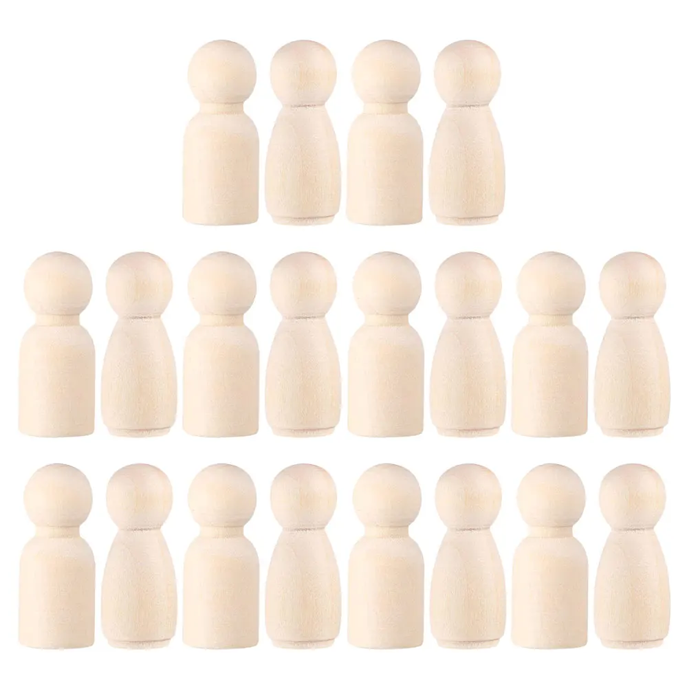 

20 Pcs Wooden Unpainted Figure Peg People Decorative Handicraft Toys DIY Projects Child Friendly Design Mini Figurines