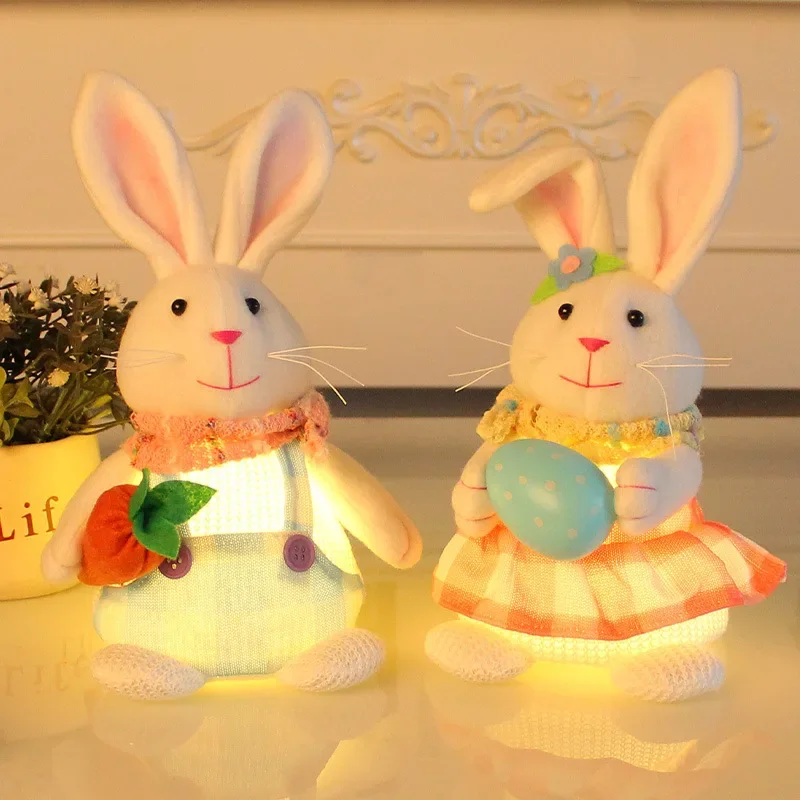 Jouet lapin de pâques, dessin animé, radis mignon, décoration de Table en forme de lapin lumineux
