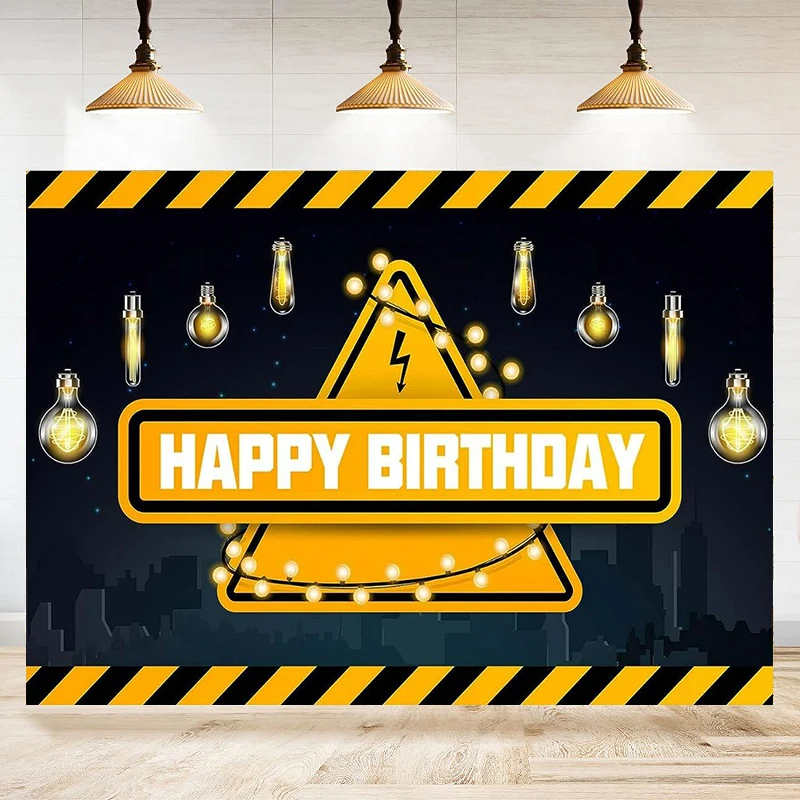 Construction Site Photography Backdrop Lighting Traffic Zone Construction Background Birthday Party Decor Banner