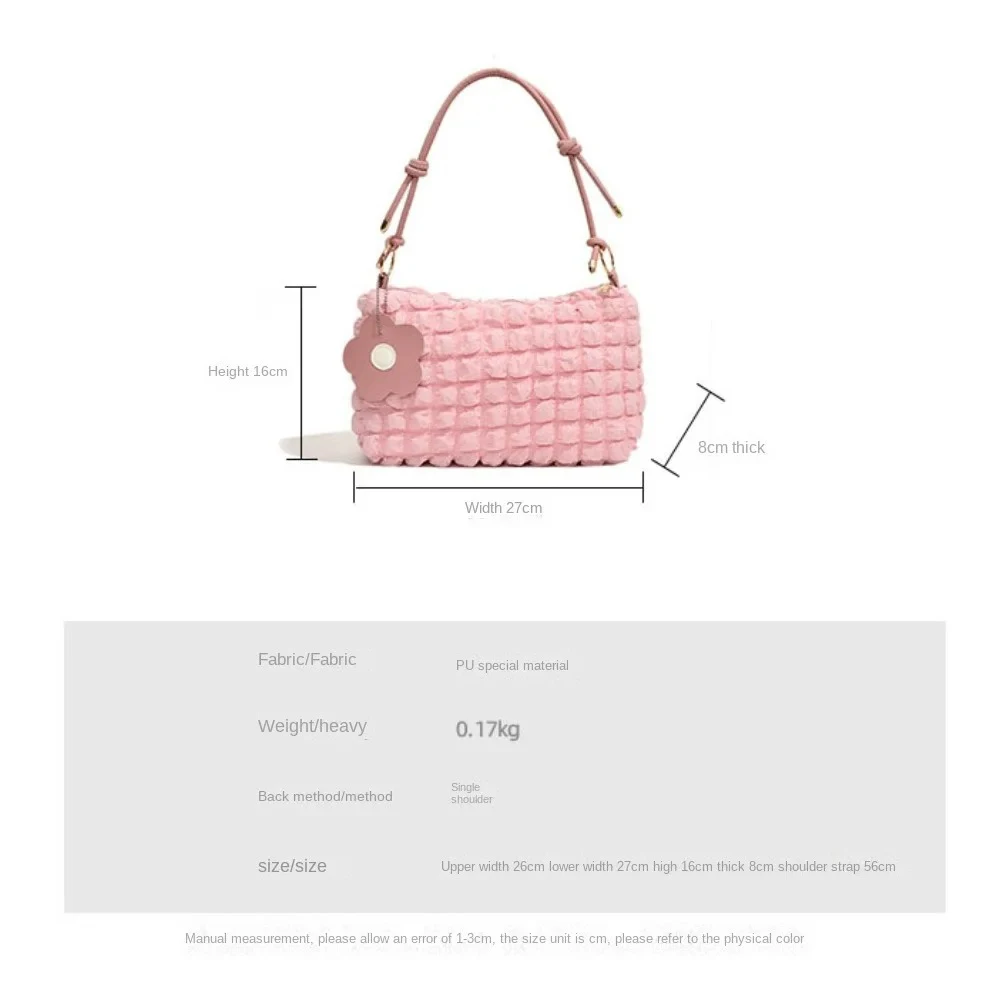 Модная плиссированная стеганая сумка на плечо в клетку с пузырьками, однотонная повседневная сумка-тоут под мышками, сумка-мессенджер для женщин