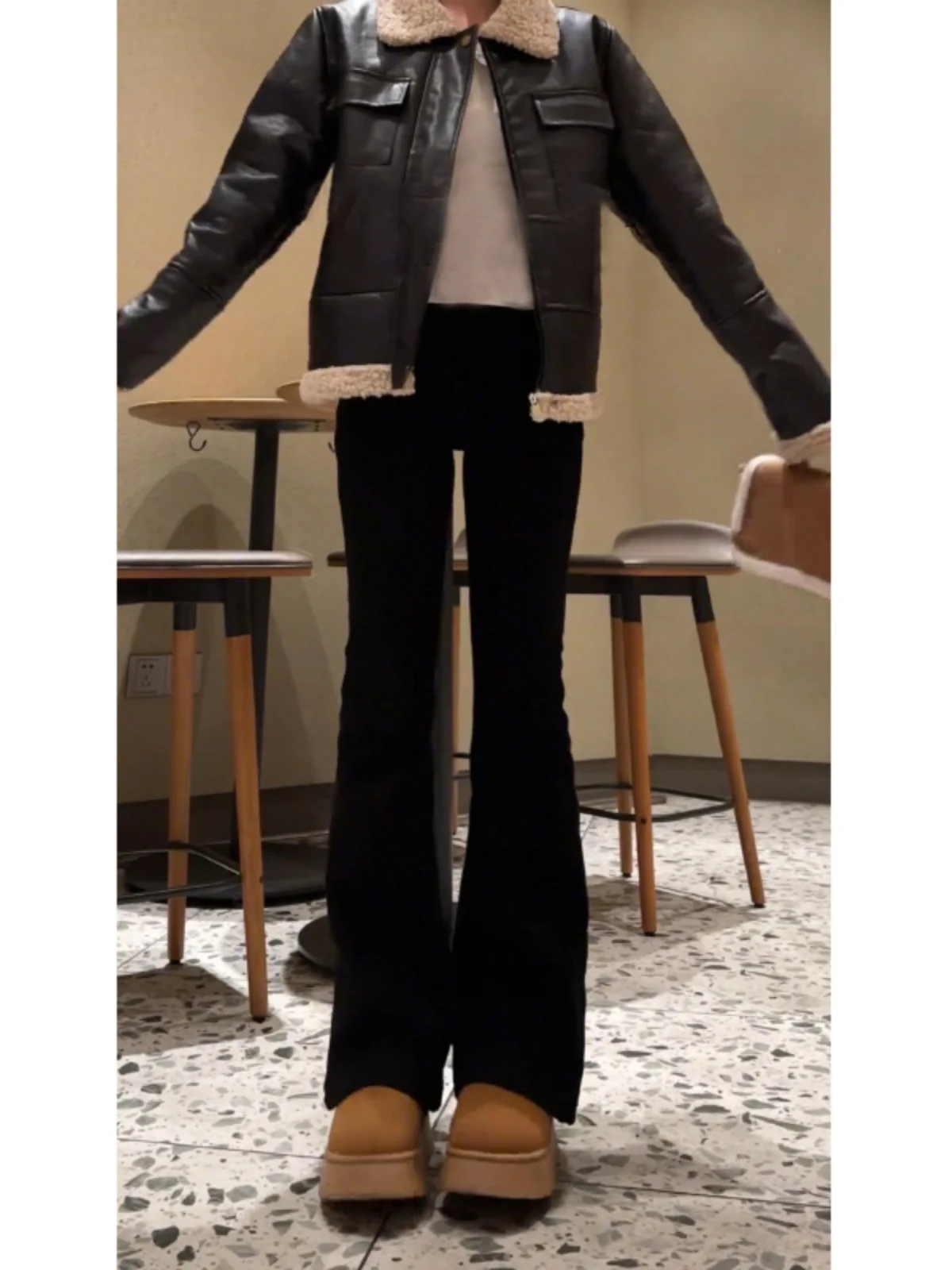

Teenagers Fce Lined High Waist Slim Fit Jeans Boys Winter Faion American Sle Bootcut Pants Youth Trend Spring Wear