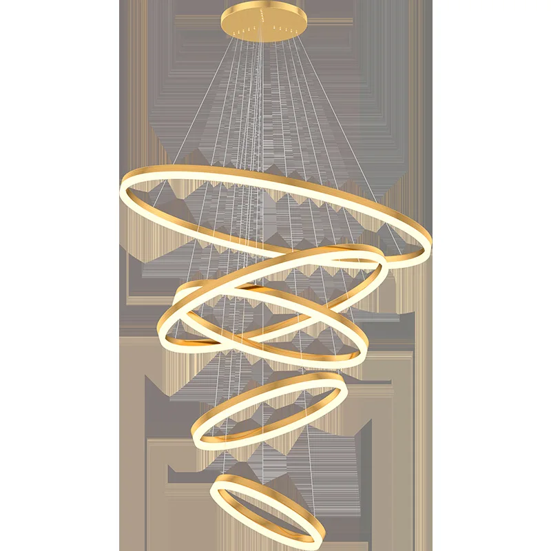 

Living room chandelier modern simple atmosphere duplex building chandelier staircase ring light luxury Internet celebrity restau