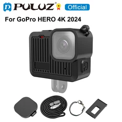 PULUZ Silicone Protective Case Side Interface Cover with Wrist Strap Lens Cover for GoPro HERO 4K 2024 Sport Camera Accessories
