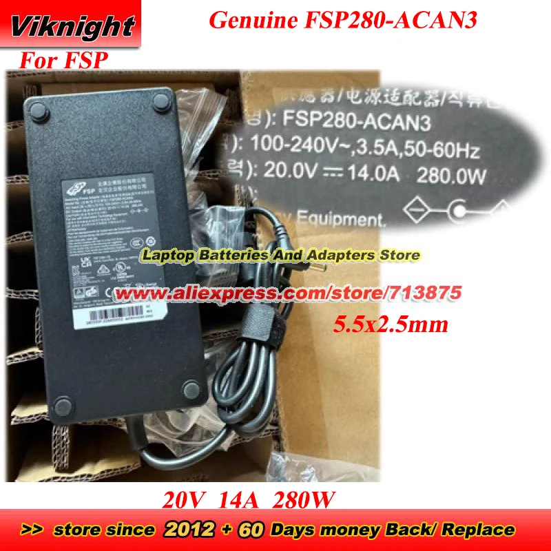 

Оригинальный адаптер переменного тока FSP FSP280-ACAN3, 20 В, 14 А, 280 Вт, адаптер питания для ноутбука с наконечником 5,5x2,5 мм