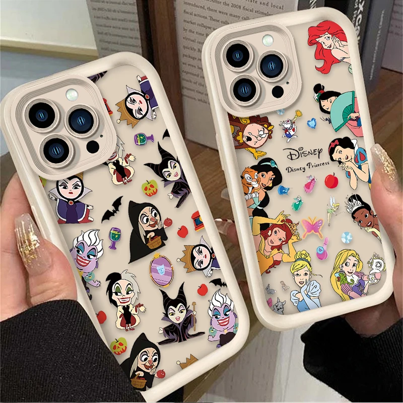 Disney Soft Silicone Protector Case For iPhone 16 15 14 13 12 11 Pro Max X XS X S Max XR SE 2020 7 8 Plus  Princess Queens Cover