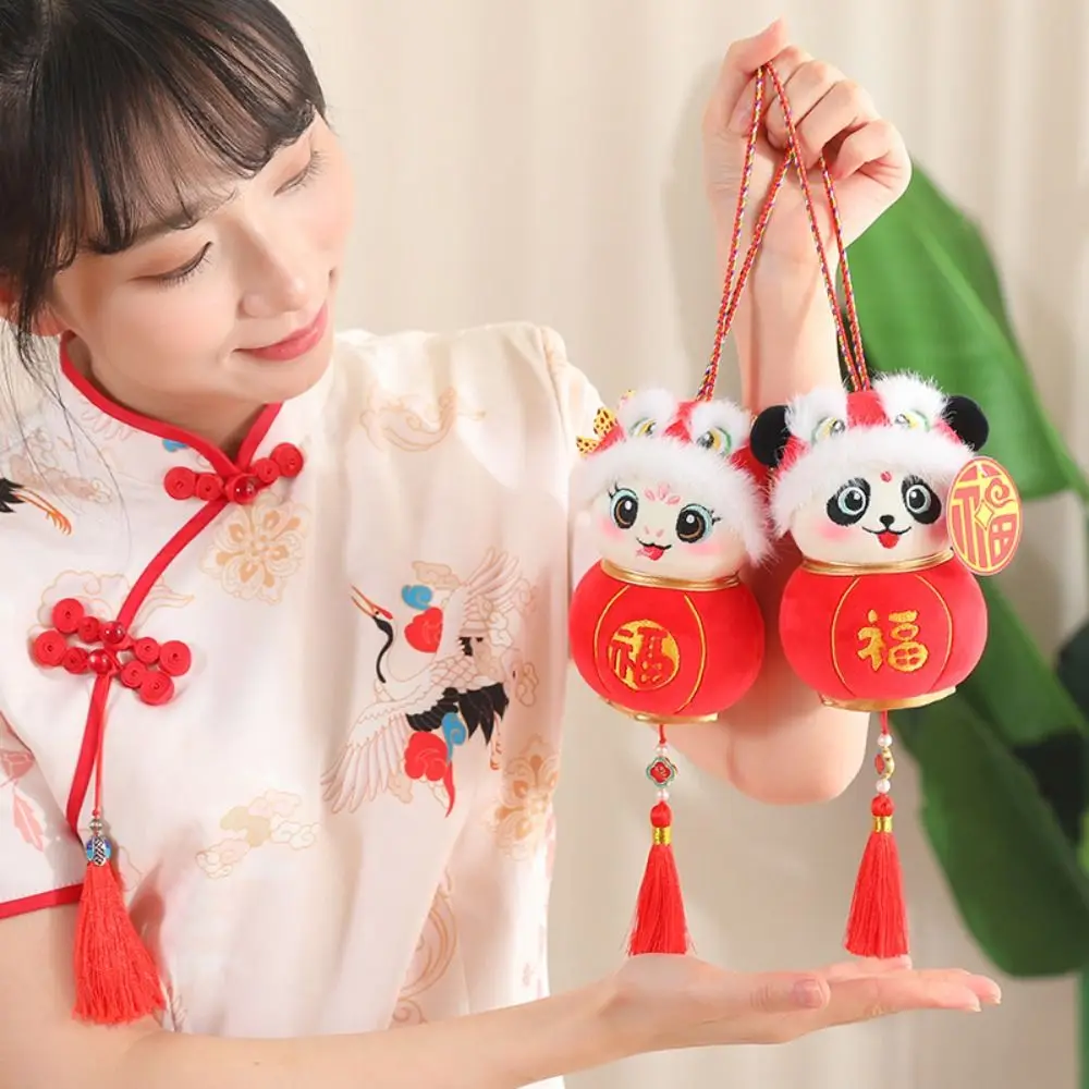 

Happy New Year Snake Year Mascot Pendant Good Luck Chinese Style Lantern Panda Plush Toys Soft Cartoon Lucky Snake Doll