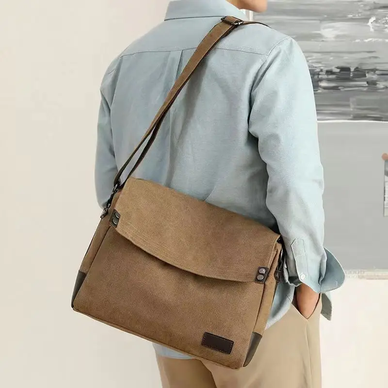 Sac à bandoulière rétro en toile pour hommes, sac de travail, Business, décontracté, Sports de plein air