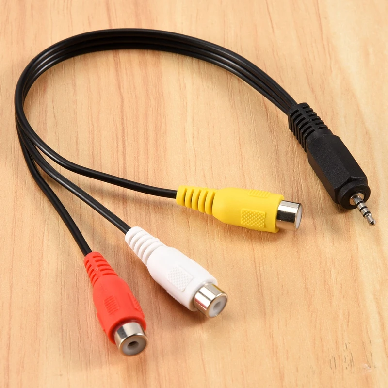 2.5Mm Mini AV Male To 3RCA Female M/F Audio Video Cable Stereo Jack Adapter Cord
