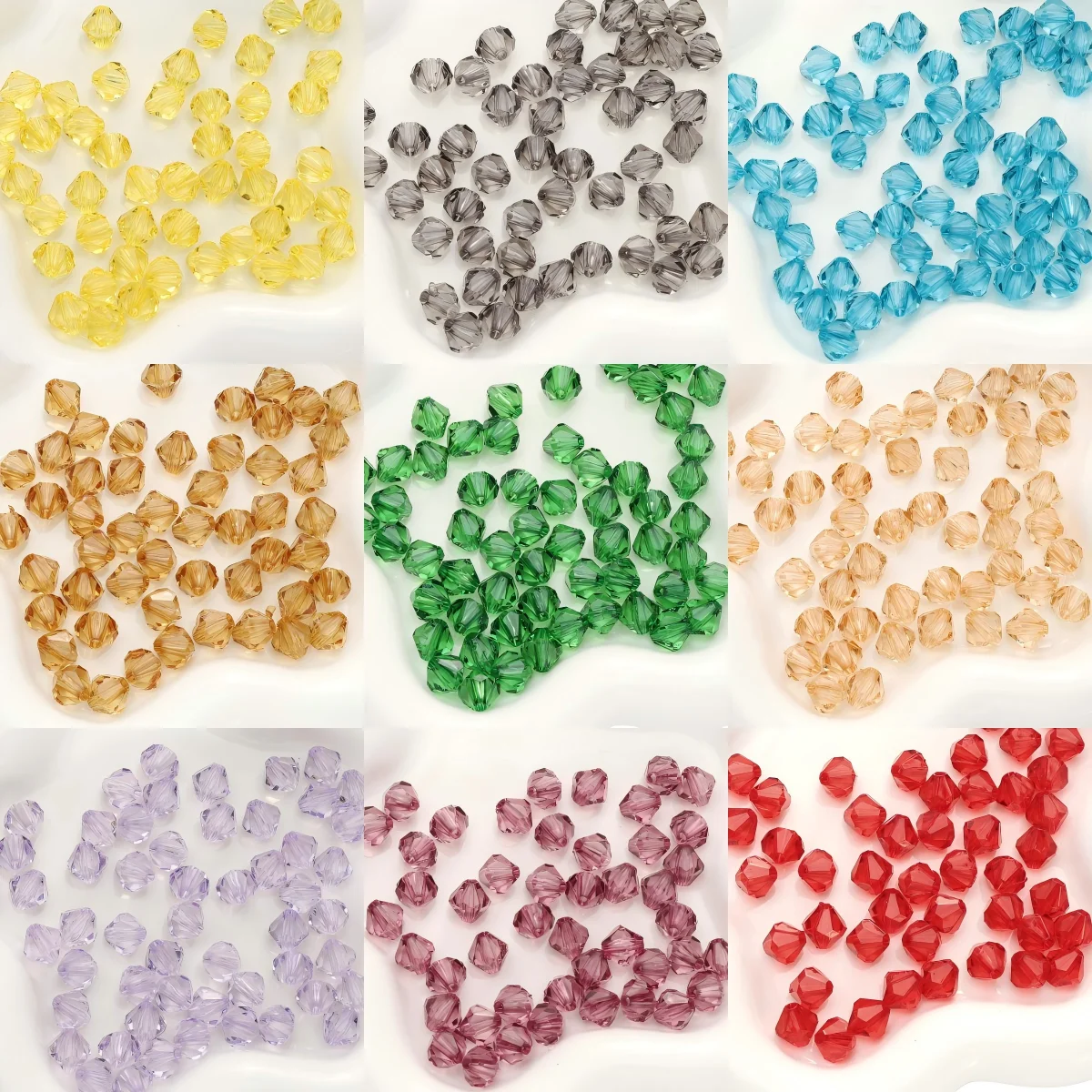 40Pcs 10mm Faceted Bicone Acrylic Beads Loose Spacer Beads for DIY Bracelet Necklace Earrings Handmade Jewelry Making Supplies