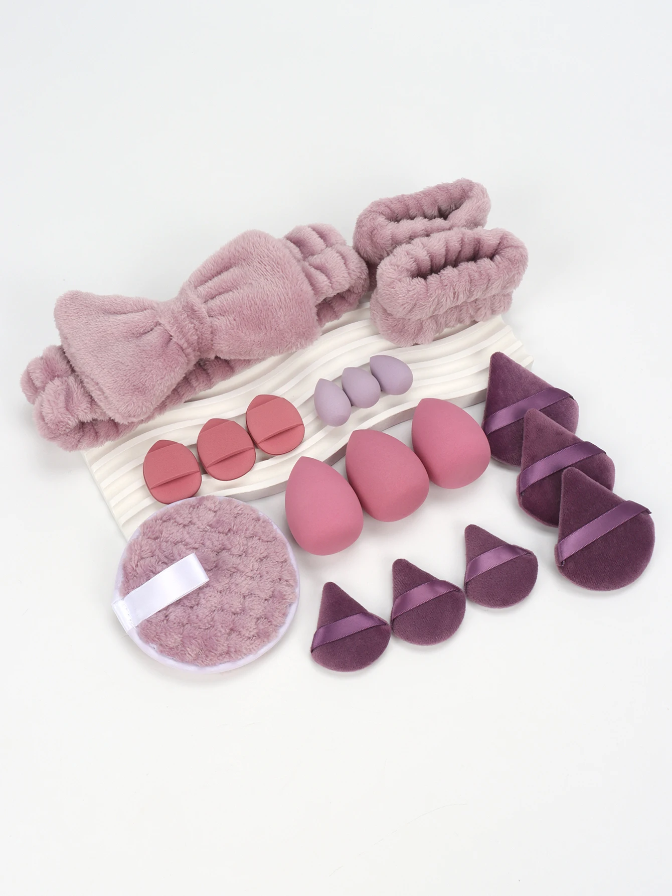 19 件 Cosmetic Puff Makeup Sponge Blender Beauty Egg Foundation Sponges Puff Wash Face Headband Wristband Make up Accessories