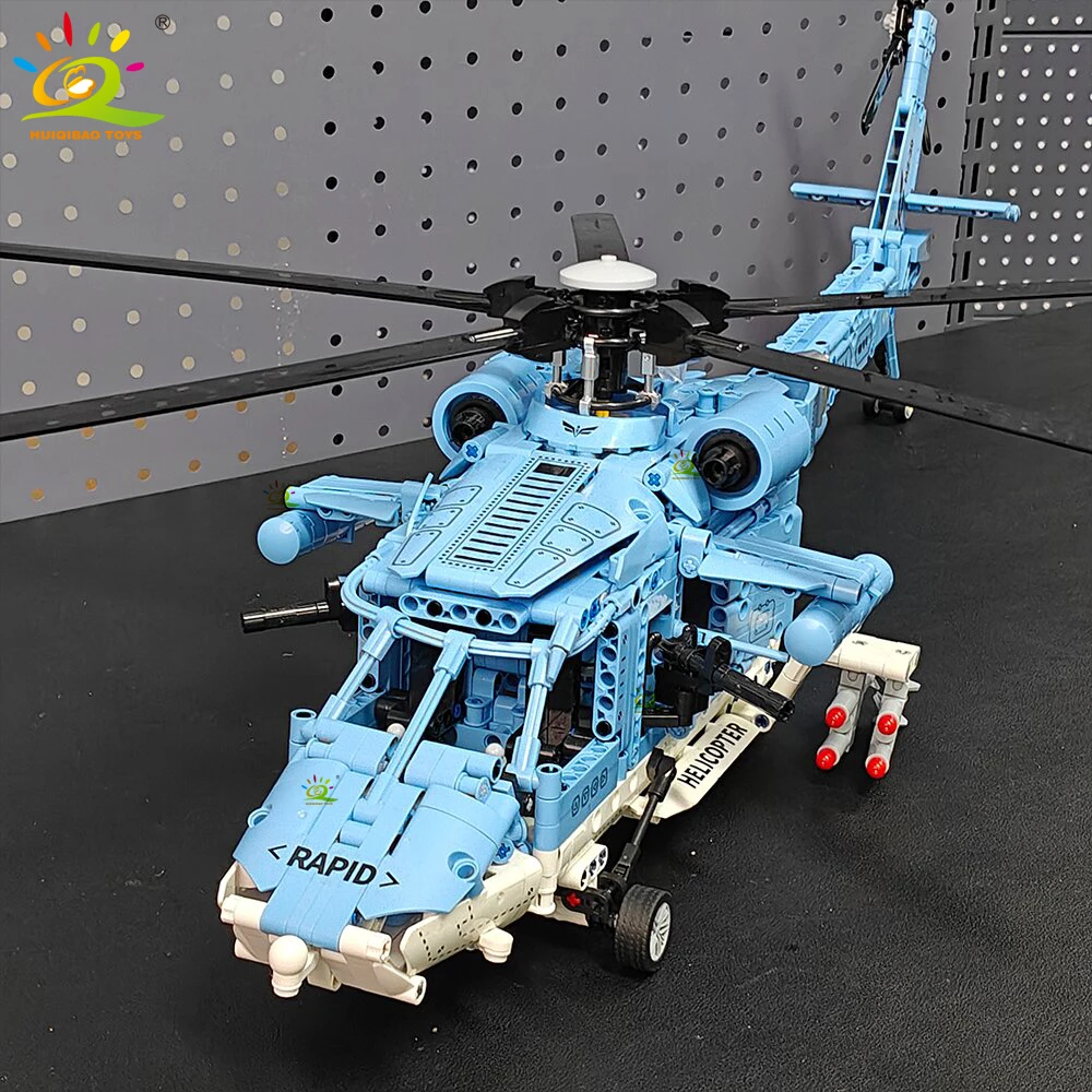 HUIQIBAO 1389PCS WW2 Militär Hubschrauber Gunship Baustein Set für Kinder Flugzeug Waffe Ziegel Spielzeug Ziegel wohnkultur.