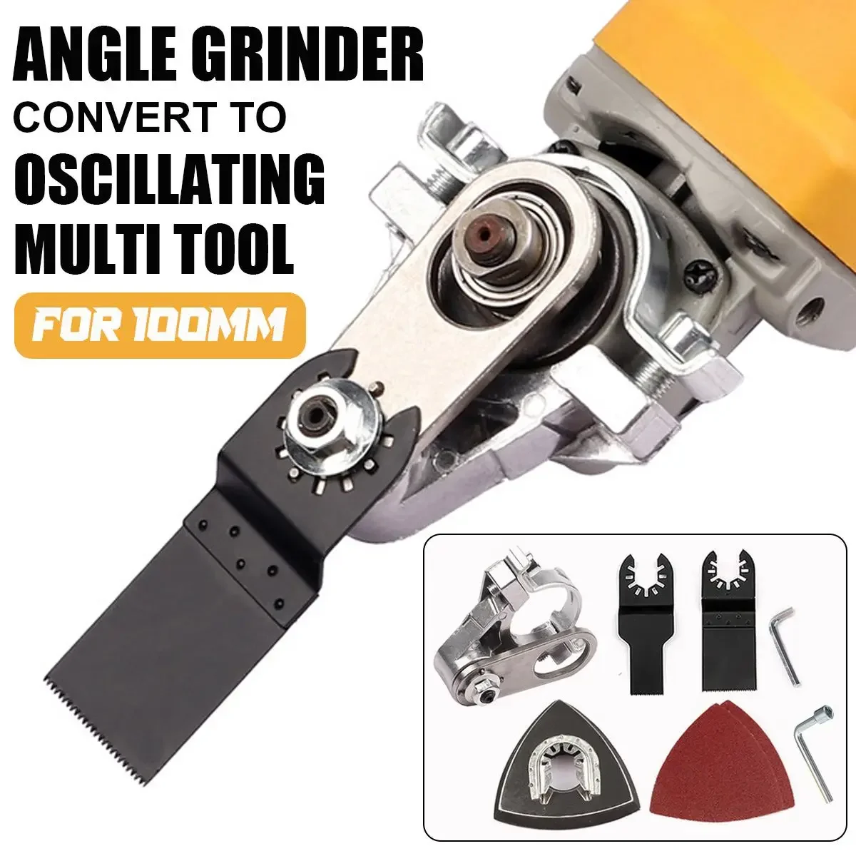 For 100mm Angle Grinder Universal Angle Grinder To Cordless Oscillating Multi Tool Conversion Tool Head Kit Woodworking Adapter