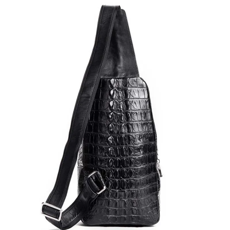 hongqiangyin Thai real crocodile leather breast bag for men casual slant across one shoulder bag leather outdoor men chest bag