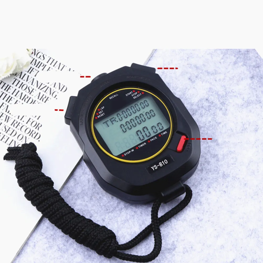 Digital LCD Chronograph Stopwatch Timer with Three Line Display Segmented Storage Statistical Countdown Beat Frequency