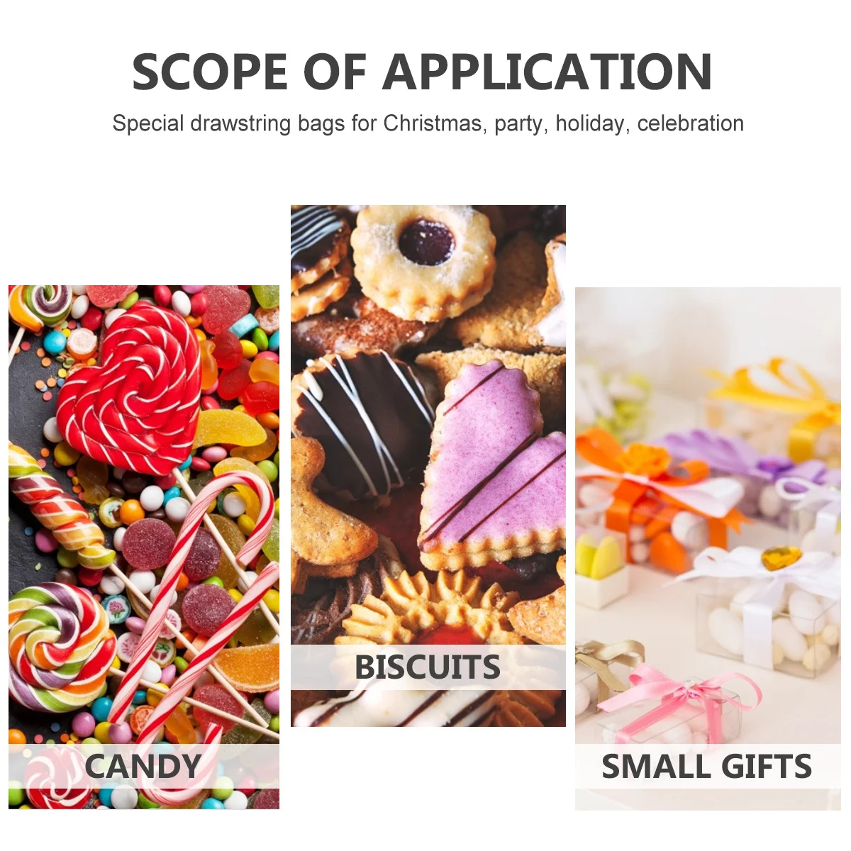 

2Pcs Christmas Drawstring Candy Bag Nonwoven Gift Bags Party Favor Storage Pouch Xmas Candy Pouch Christmas Drawstring Bag