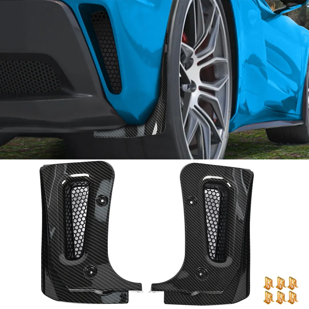 

Rear Fender Splash Guard Extended Body Kit Mud Flaps Carbon Fiber Black For Chevrolet Corvette C8 Z06 E-Ray Coupe HTC 2023 2024