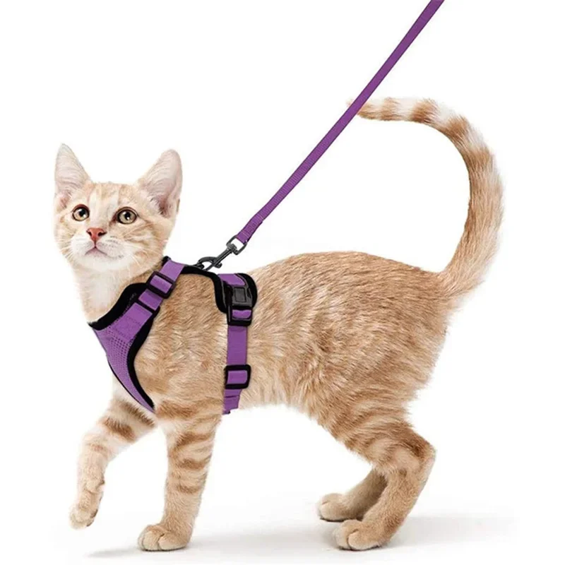 Breathable Cat Harness Leash Set Escape Proof Pet Harness Vest For Cats Small Dogs Reflective Walking Lead Leash Cat Accessories