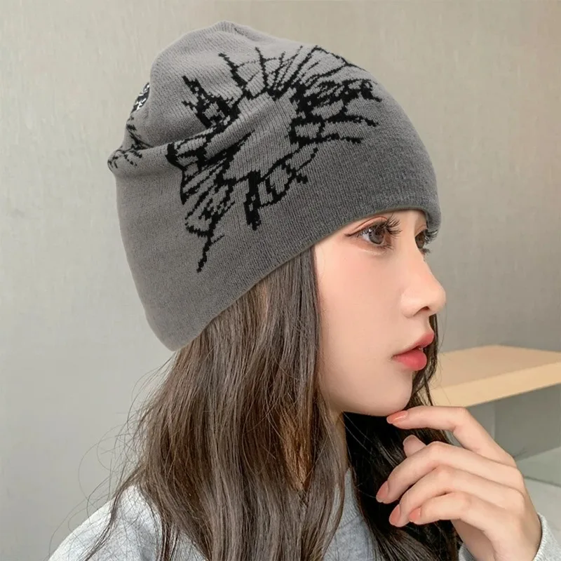 القوطية قبعة صغيرة Y2K أزياء للجنسين شتاء دافئ قبعة الجمجمة تمتد الدافئة سدادات حماية الأذن يندبروف متماسكة قبعات في الهواء الطلق هالوين #4