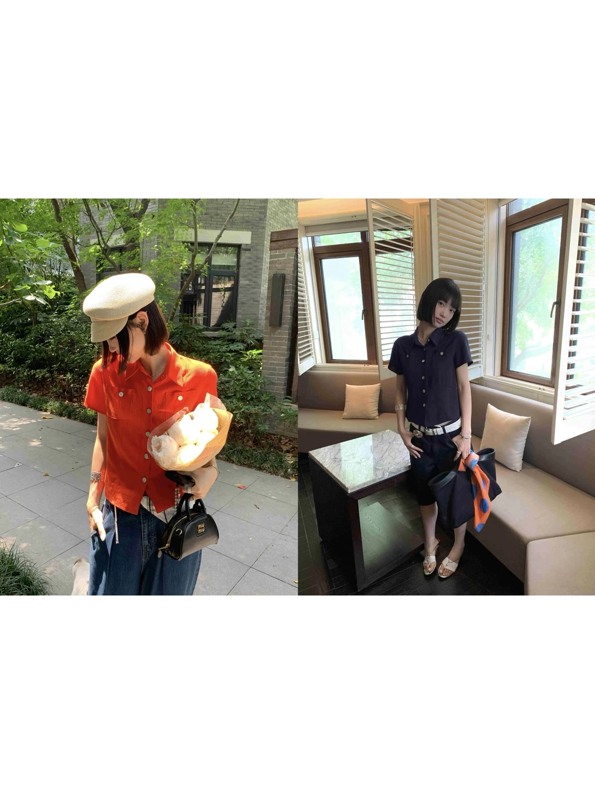 

Retro Sle ort Sve irt Linen Fabric Slim Fit oulder ell Button Women's Sweet Sle Faionable Casual irt