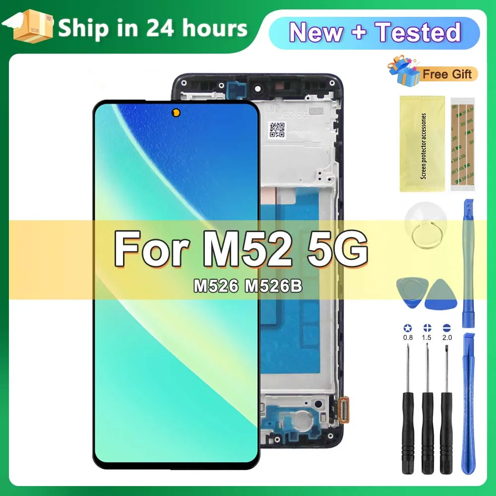 

6,7 "AMOLED M52 5G Замена экрана дисплея, для Samsung Galaxy M52 5G M526 M526B ЖК-дисплей цифровой сенсорный экран в сборе