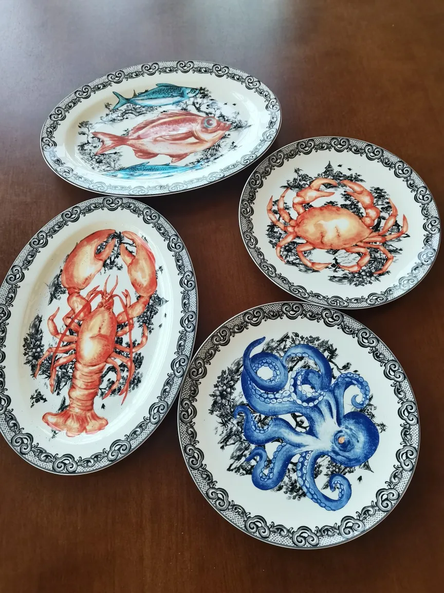 

Sea World ceramic tableware ceramic fish plate китайская посуда ceramic shell dish اطباق طعام
