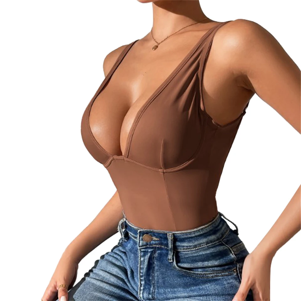 Becirzet Damen Schlankheits-Bodysuit Shapewear Körperformer Bauchreduzierende Unterwäsche Rückenfreies Design Tiefer V-Ausschnitt – Detail 12