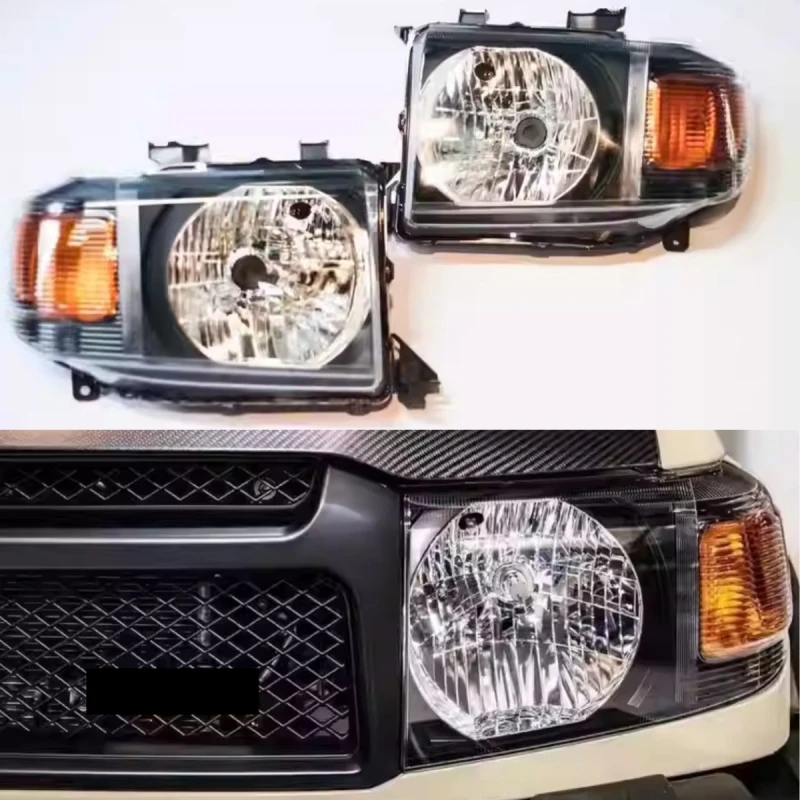 Car Front Headlight for Toyota Land Cruiser LC76 LC71 LC79 Modified New Style Inner Black Daytime Running Light Head Lamp