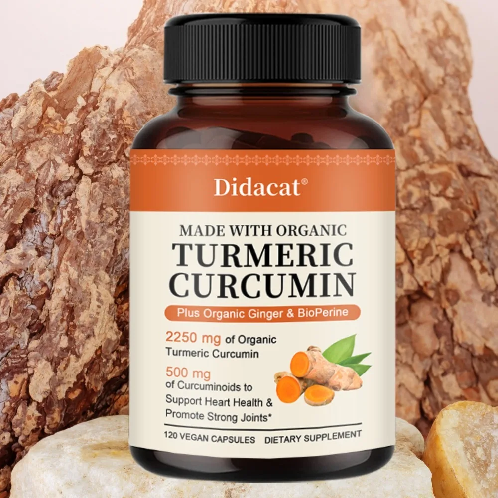 

Organic Turmeric & Curcumin, Plus Ginger and Bioperine, Supports Heart Health and Promotes Strong Joints, 120 Capsules