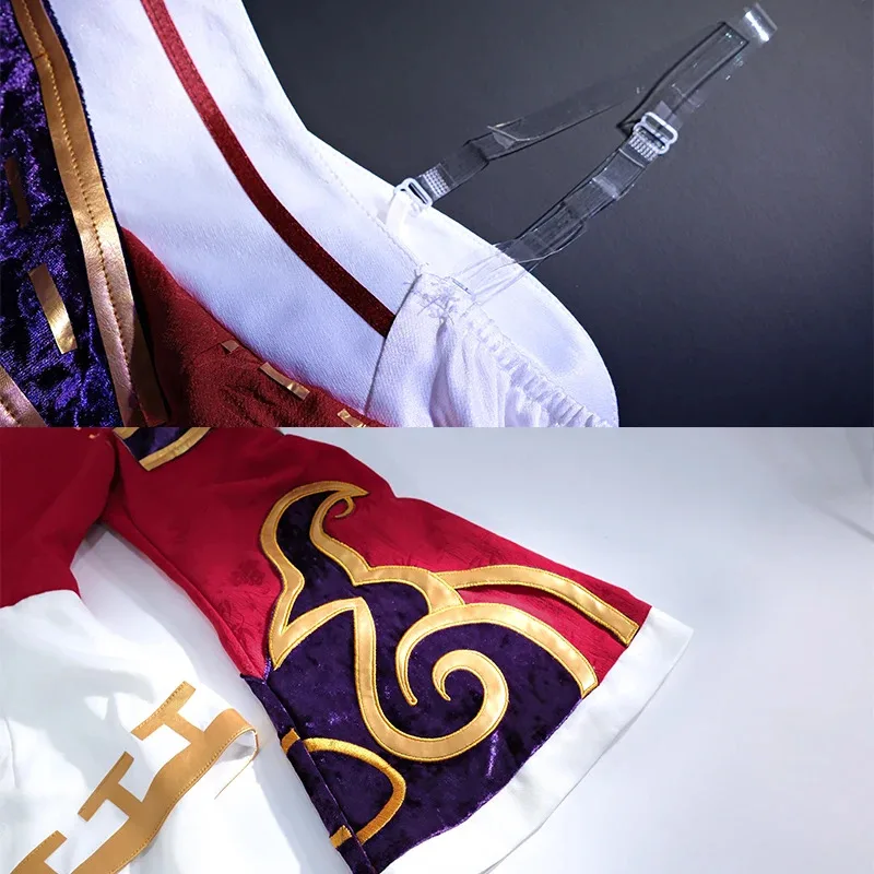 Juego ROLECOS LOL zorro de nueve colas Ahri disfraz de Cosplay Ahri peluca de Cosplay juego LOL Ahri disfraz mujer vestido rojo conjunto completo