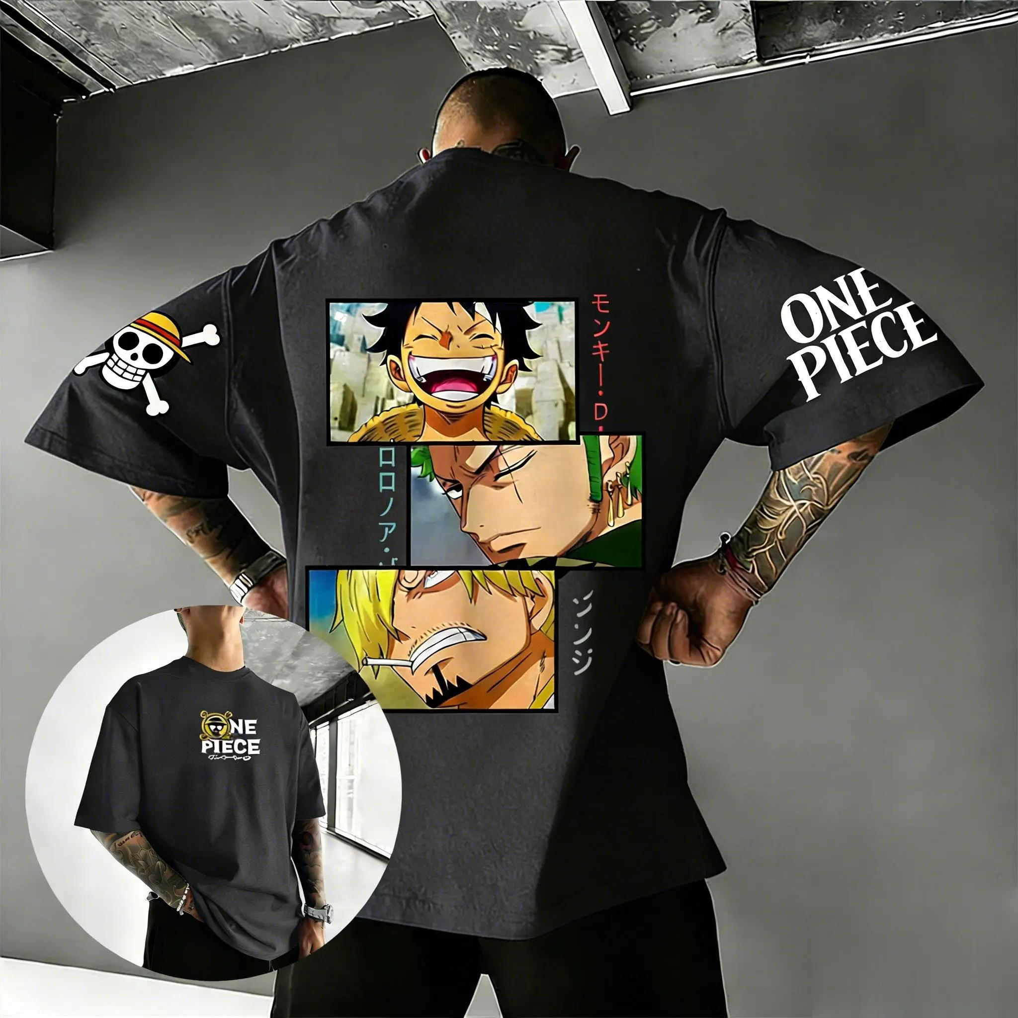 

Цельная футболка с рисунком аниме Луффи Зоро Санджи для мужчин и женщин, лето 2026, Y2k, свободная хлопковая футболка с короткими рукавами, уличная одежда, повседневные топы