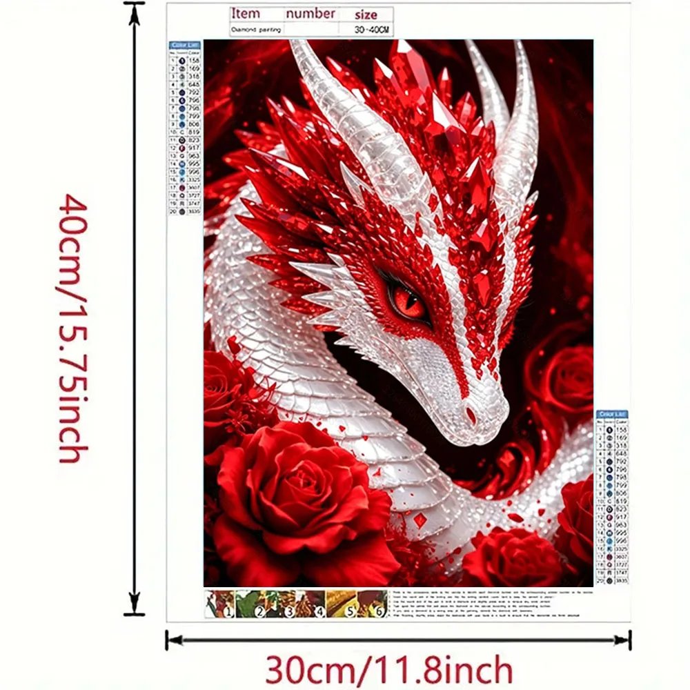 Rote Augen Drachenkönig Diamantmalerei-Set, DIY Erwachsenen Voll-Diamant Heimdekoration Malset, Erwachsene, Rahmenlose Handarbeiten – Detail 2