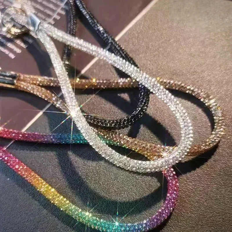 Luxury Sparkling Rhinestone Cell Phone Charm Lanyard For Cell Phone Headset Anti-loss Wristband Keychain Bag Charm Decoration