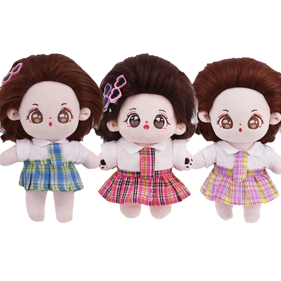 20Cm Cotton Doll Clothes Pop Rompers Hat College Style Skirt Strawberry Dress For EXO Idol Plush Star Doll Accessories,Girl Toys