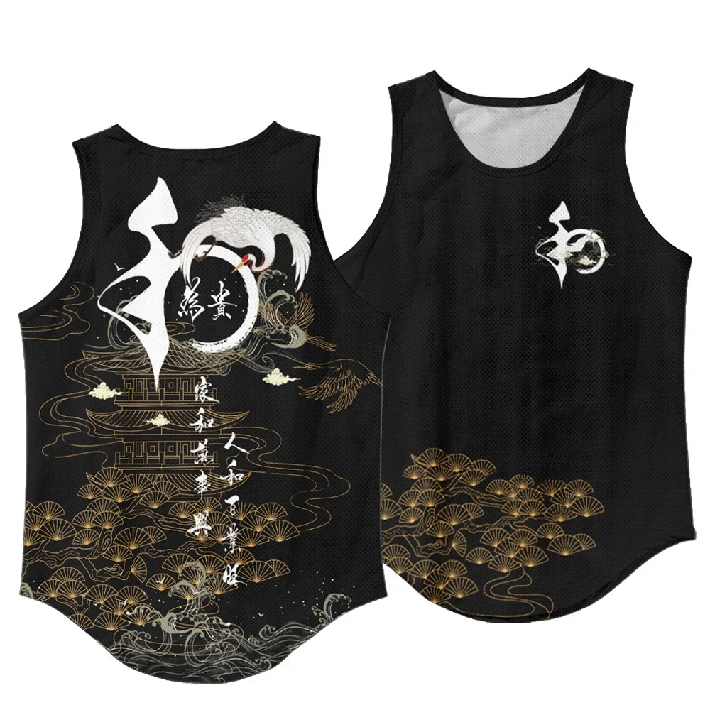 

New Arrivals men women Gym sleeveless fitness Vest Singlet sportswear Bodybuilding stringer black print tank top