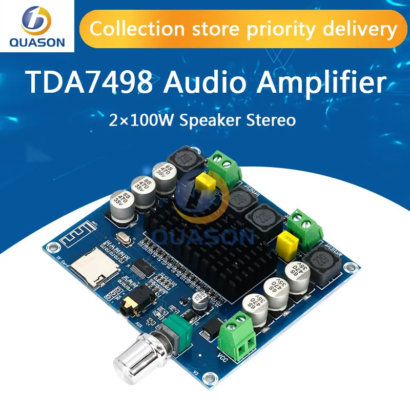 XH-A105 Bluetooth 5.0 TDA7498 digital amplifier board 2x100W speaker Stereo Audio AMP Module Support TF Card AUX