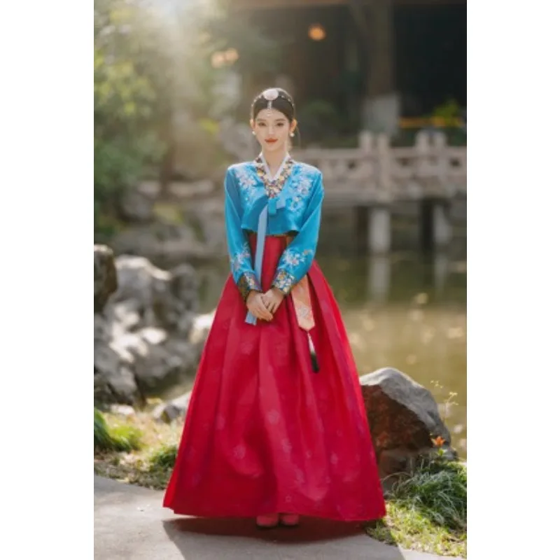 

Korean Traditional Women Clothing Travel Photography Long 2piece Set Performance Costume Set