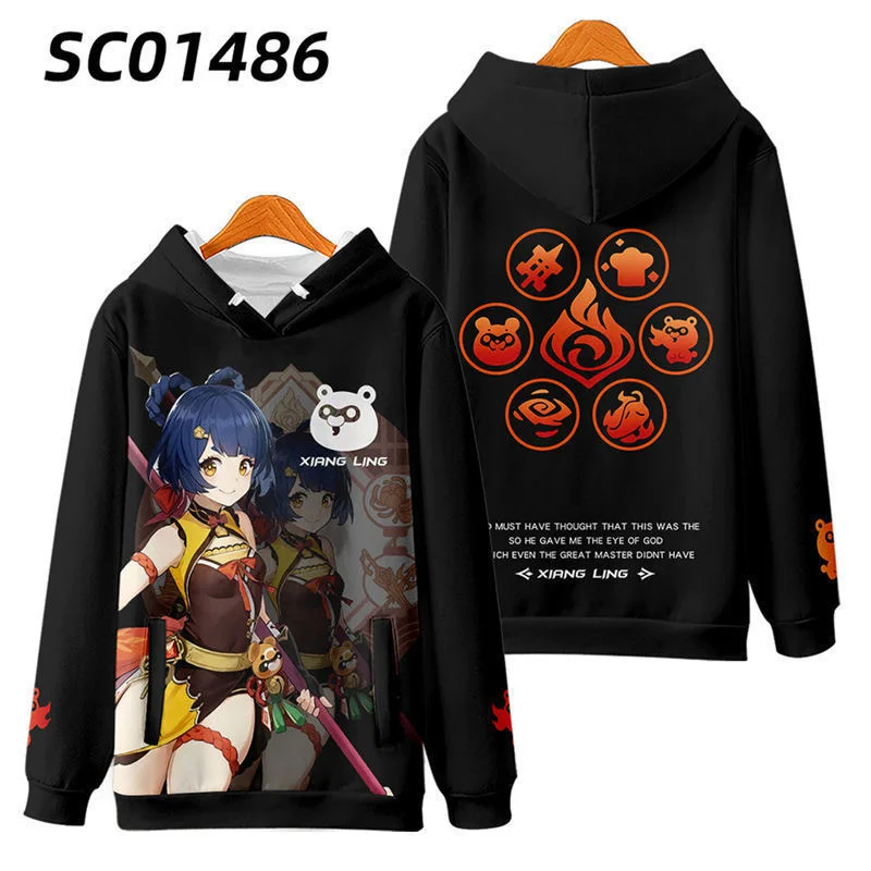 Anime jogo genshin impacto 3d joggers calças masculinas/femininas calças casuais hip hop moletom pantalon homme xiangling traje cosplay