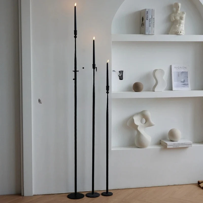 Cast Iron Tall Floor Candlestick Ornament Modern Model Room Living Room Decoration