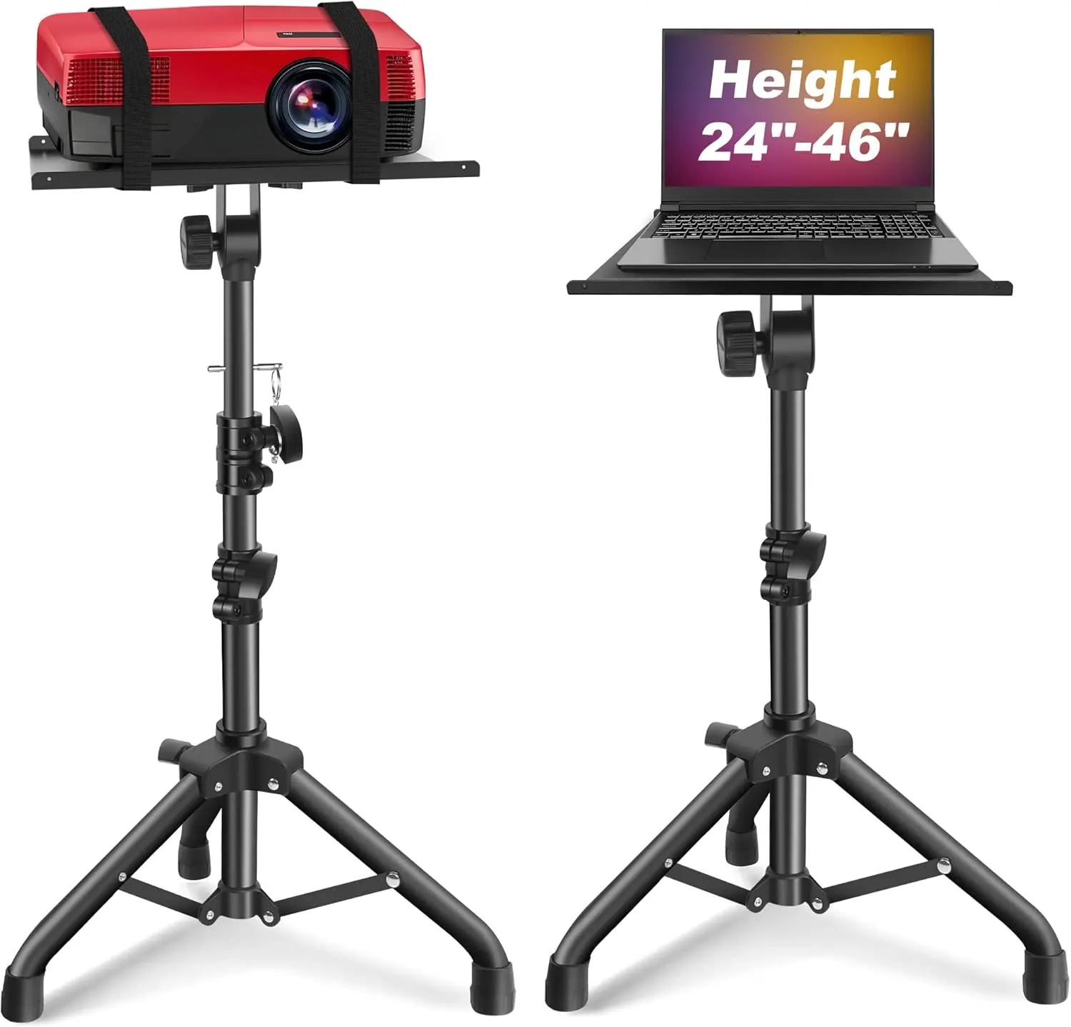 

Adjustable Projector and Laptop Stand Tripod, Height 24.4" to 46", Black for Home Office and Outdoor Use