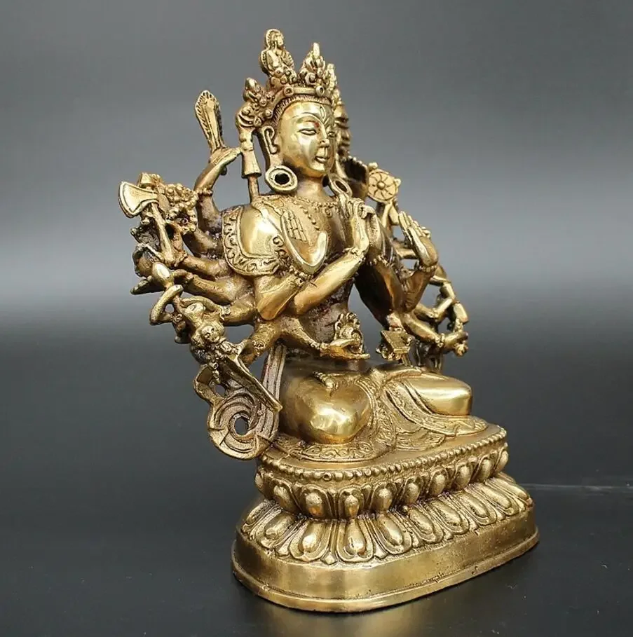 SCY 422+++Pure copper, eighteen arms, Buddha   statue, thousand Avalokitesvara bronze statue, peaceful household furnishing