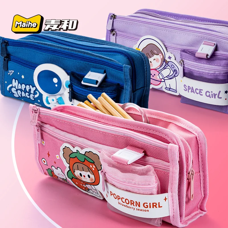 Briefpapier Zak Eend Cartoon Leuke Student Model Grote Capaciteit Uitgebreid Mesh Potlood Tas