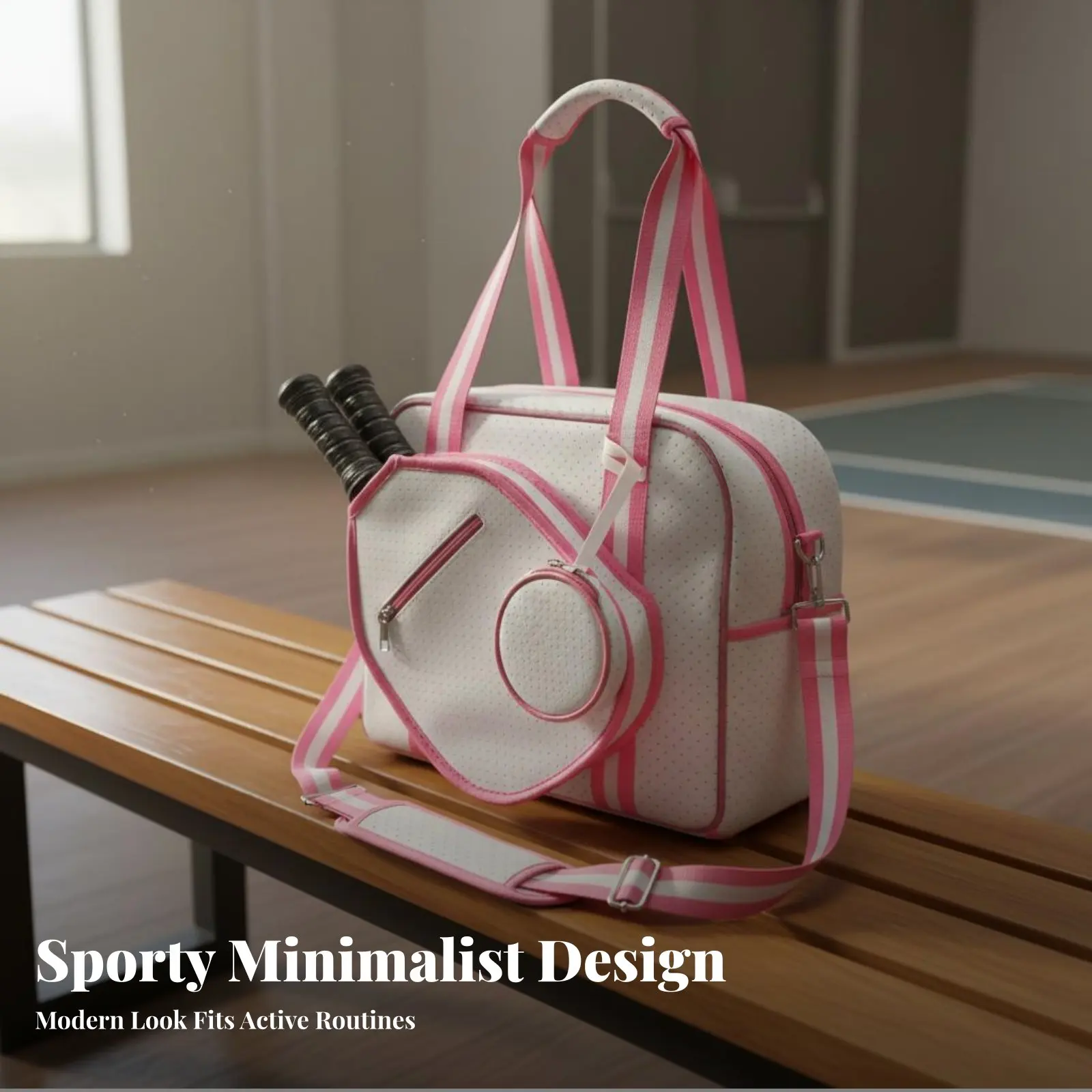 Pickleball Paddle Holder Bag Breathable Large Capacity Pickleball Bag Crossbody Sports Tote Adjustable Shoulder Strap Waterproof view 4