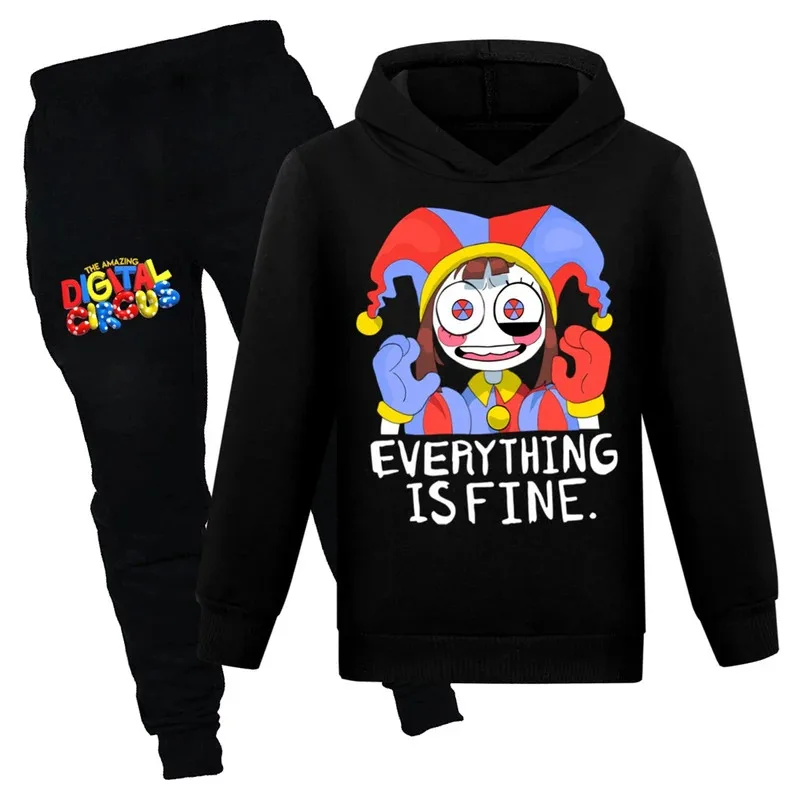 111 www السيرك الرقمي بومني الكرتون طباعة هوديي مجموعة الاطفال القماش مضحك البلوز للفتيات الفتيان Harajuku Kawaii الأطفال Clothi #2