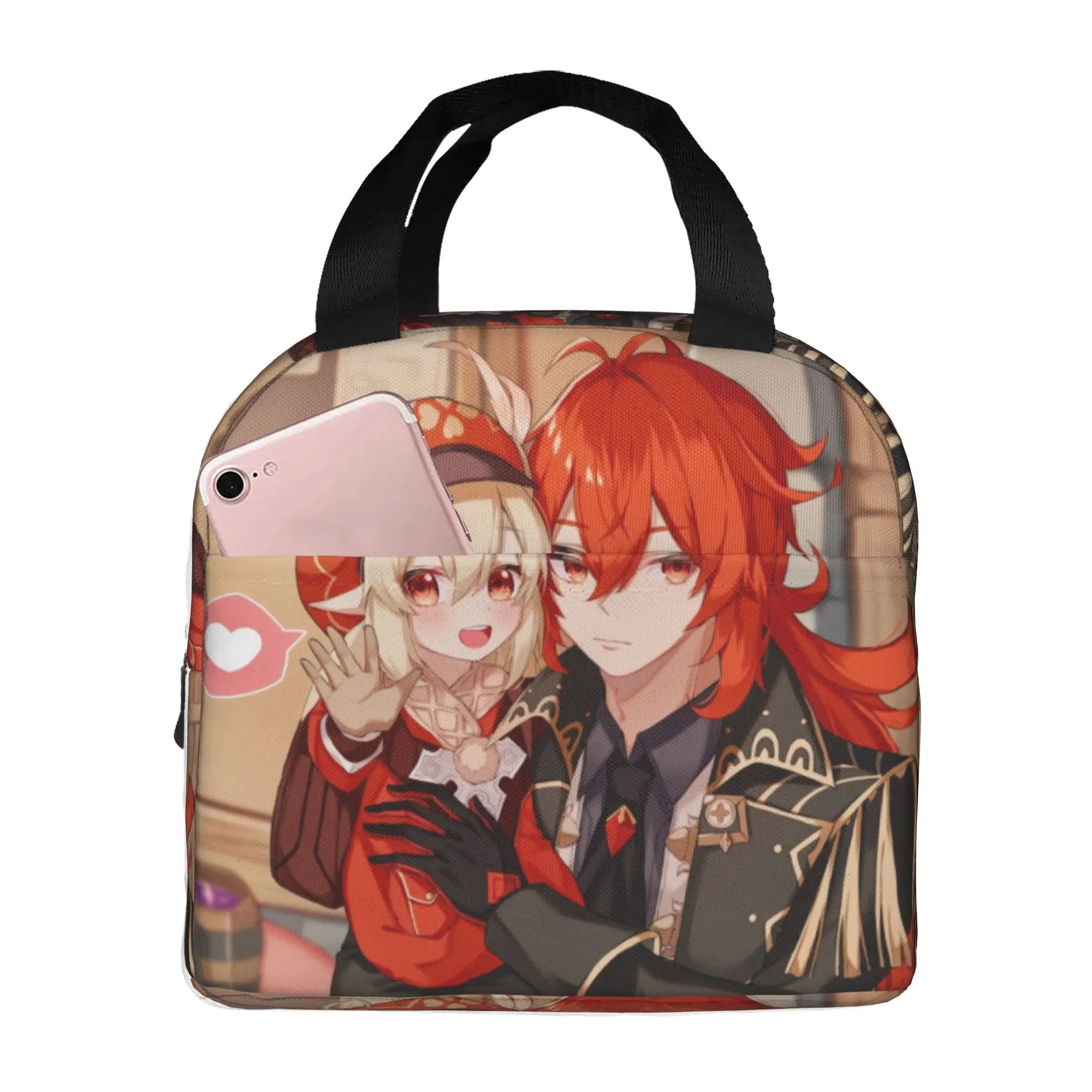 Anime Genshin Impact Insulated Lunch Bags for Women Manga Kawaii  Resuable Cooler Thermal Food Lunch Box School